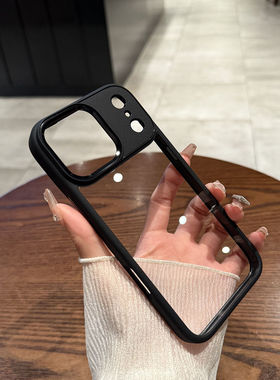简约透明适用于iphone17AIR苹果手机壳防摔防震16proMax新款小众简约15plus高级13prom大孔12/11全包14保护壳