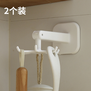 厨房旋转六爪挂钩壁挂式勺子锅铲厨具挂架免打孔墙面橱柜顶收纳钩