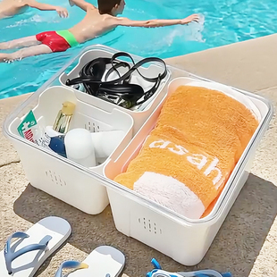 手提游泳箱干湿分离便携儿童泳镜泳衣装 备收纳整理盒防水大容量