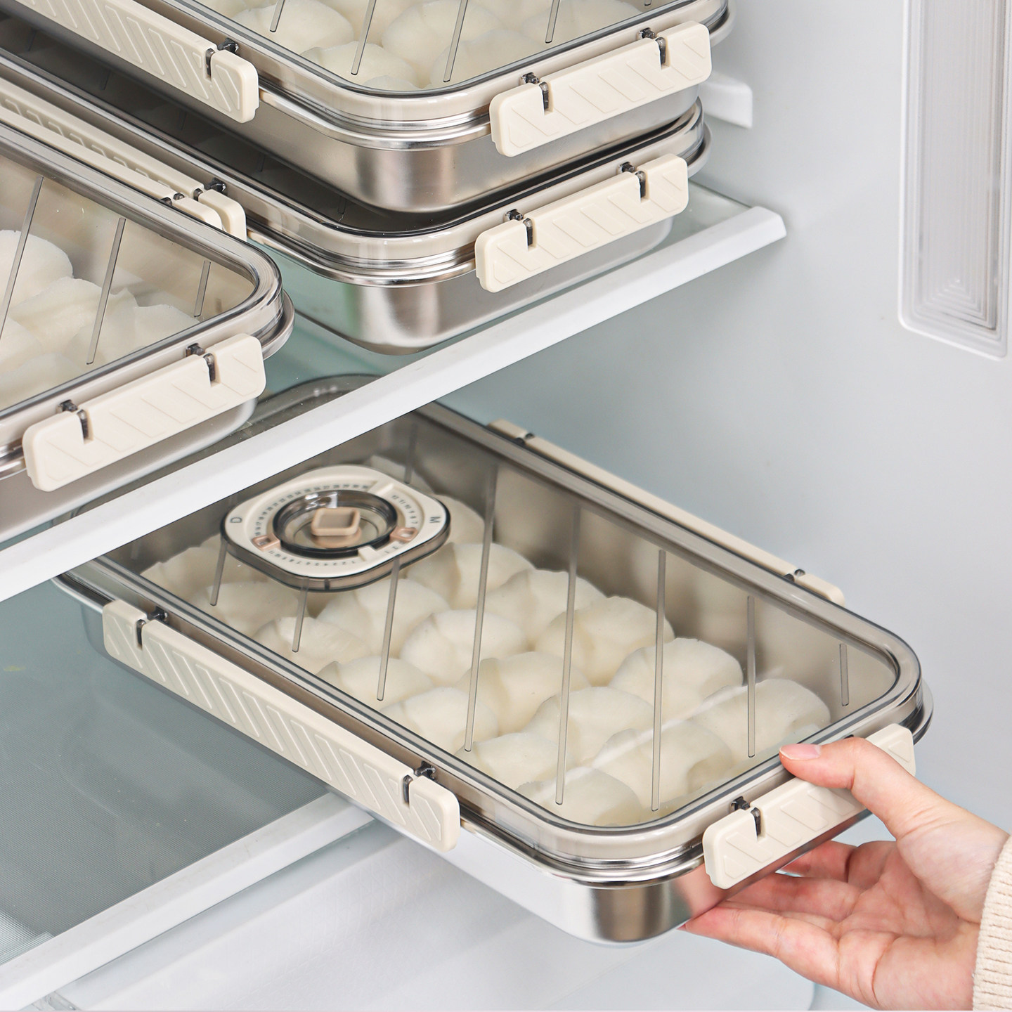 304不锈钢饺子盒带盖密封冰箱冷速冻水饺馄饨专用家用收纳保鲜盒,收纳整理,饺子盒,淘宝优惠券,粉丝福利购,淘宝优惠卷