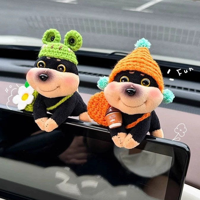 蜜蜂狗呆萌汽车屏幕装饰摆件怀挡