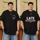 肥佬宽松短袖 t恤男士 2025夏装 特大码 加肥加大胖子300斤宽松半袖 潮