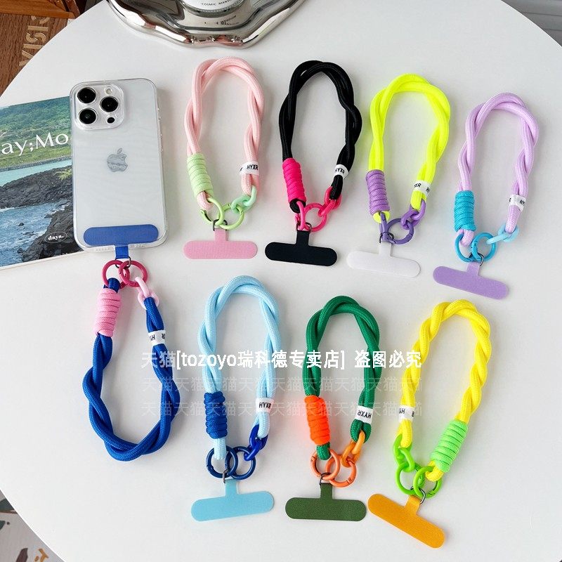 双扣挂手腕手机挂绳电话防丢绳腕带双层麻花尼龙手绳结实耐用钥匙包包腕绳挂件手环链防盗男高端女贴片夹片壳