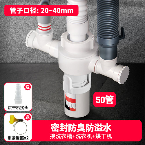 洗衣机防溢水返水止逆阀地漏二合一下水管防臭神器排水管下水接头