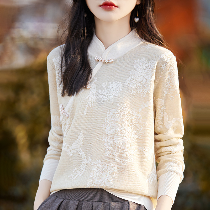 高端立领薄款春秋打底衫上衣洋气