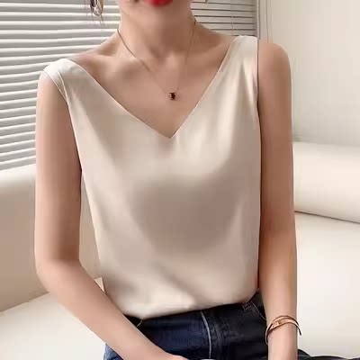 吊带背心女内搭醋酸上衣v领