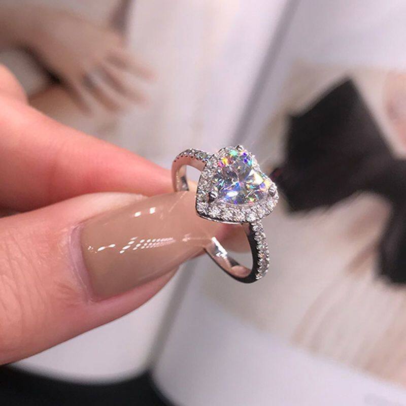 하트 모양의 MOISSANITE S 반지 여성 하트 오프닝 조정 트렌드 패션 고급 결혼 반지 연인 선물