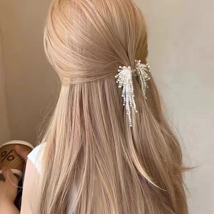 珠珠串珠流苏发夹女后脑