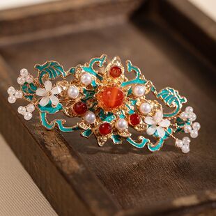 发钗古风汉服头饰烧蓝发簪发饰超仙新中式国风仿点翠顶簪小发冠