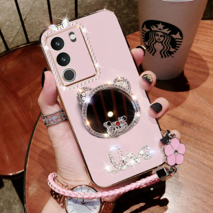 vivos17手机壳vivo保护S17t硅胶套镶钻5G全包V2282A软壳新款vovis可爱vⅰvo步步高175g外壳带镜子vovos潮女款