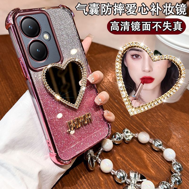 适用华为荣耀400手机壳镜子honor400pro保护套支架DNN一AN00自带镜头膜DNP硅胶全包气囊防摔DNN透明女por新款