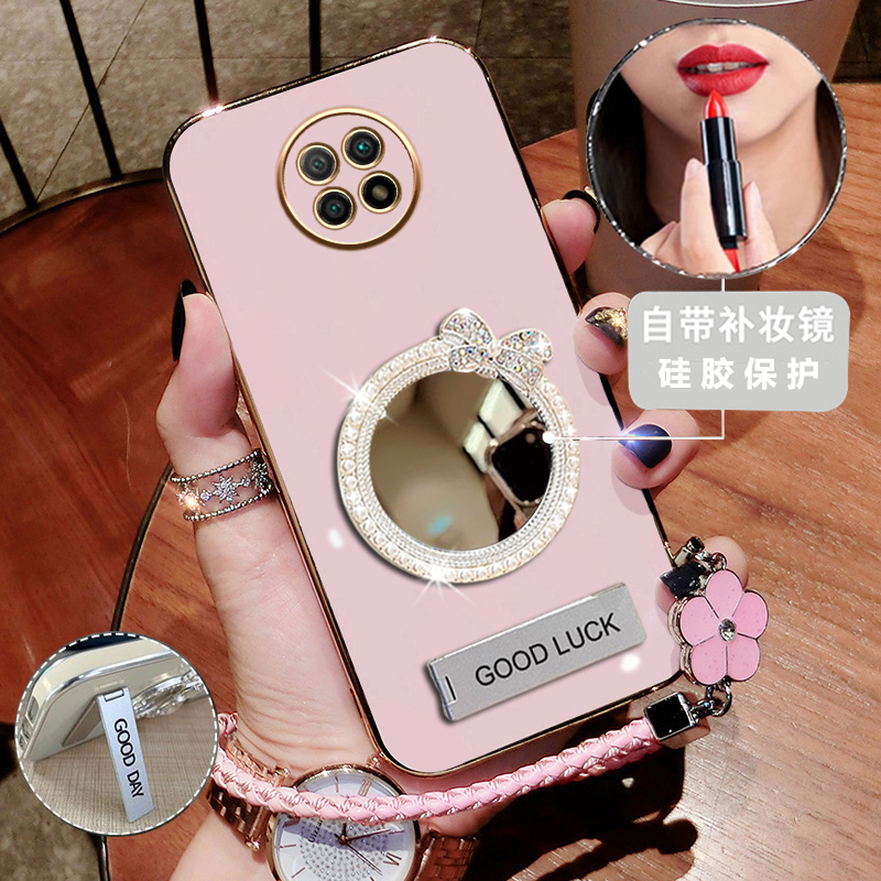 适用红米note9pro手机壳小米m2007j17c新款redminote9硅胶补妆镜redmi保护套5G女p九por带支架noto外壳高级感