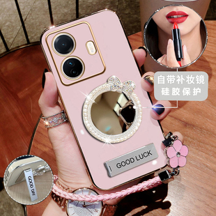 适用于 vivoS15e手机壳带支架V2190A软壳补妆镜vivo新款S15e保护硅胶套5G镜头全包防摔vovis步步高vovos女潮