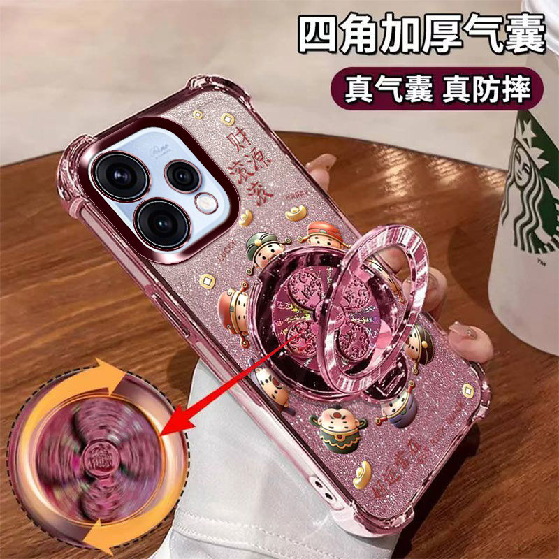 适用PMD110四角气囊全包防摔opporeno15c手机壳风生水起支架reno15c镜头膜保护oppo好运常在软胶5g财源滚滚潮