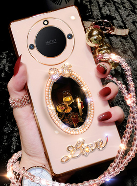 华为荣耀X50手机壳镶钻honor X50硅胶新款ALI一AN00保护套镜面ALIAN补妆镜anoo全包x5o女潮honor曲屏ⅹ50外壳