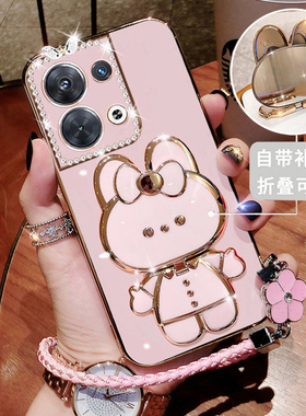opporeno9pro十手机壳reno9por新款保护套PHW110硅胶带支架5G全包网红oppreno防摔opooreno软壳女proplus镜子