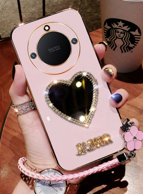 华为荣耀X40手机壳镶钻RMO一AN00新款保护套5G硅胶honor全包防摔x4o软壳镜子x405g带支架可爱ANOO外壳超薄女