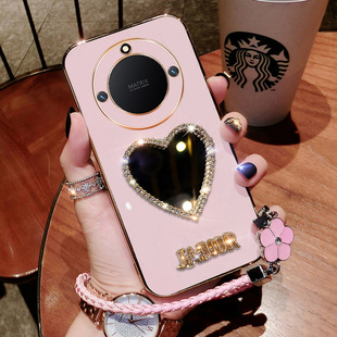 华为荣耀X40手机壳镶钻RMO一AN00新款 保护套5G硅胶honor全包防摔x4o软壳镜子x405g带支架可爱ANOO外壳超薄女