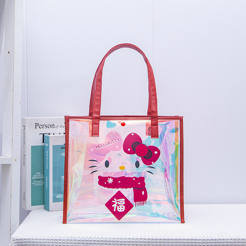 尚盈@新春hello kitty炫彩镭射手提防水沙滩游泳包高档防晒防尘包