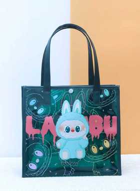 尚盈粉蓝拉布布墨绿卡通可爱印花单肩果冻包防水手提袋外出沙滩包
