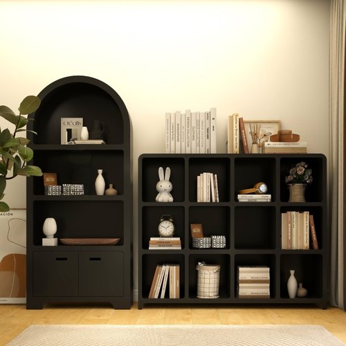 拱形格子书柜洞穴风客厅展示柜