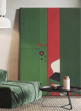 小众艺术纯手绘油画复古绿色客餐厅沙发背景墙装饰画玄关卧室挂画