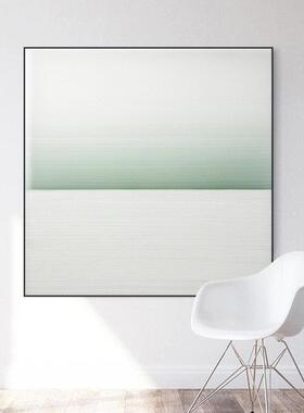 极简冷淡风装饰画绿色线条正方形玄关背景墙壁画简约大气客厅挂画