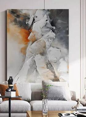 MHD手绘油画《激励》客厅装饰画灰色现代简约餐厅挂画抽象肌理画