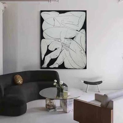 HW.piant原创手绘《浪子心》侘寂风客厅油画玄关抽象高级感装饰画