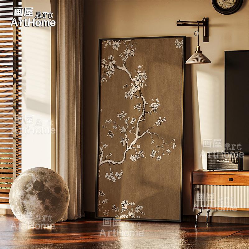 法式中古风客厅装饰画复古植物侘寂艺术入户玄关小众走廊餐厅挂画图片