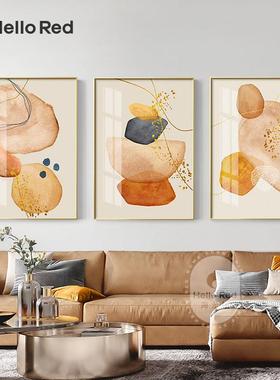 现代简约橙色艺术抽象装饰画玄关壁画挂画卧室墙客厅背景墙三联画