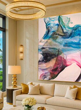 简约多彩动感蓝色飘带抽象艺术装饰画大幅客厅沙发背景墙壁画挂画