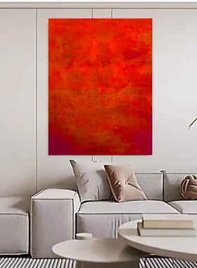 MHD手绘油画玄关肌理《满地红》高级红色沙发大厅装饰油画艺术画