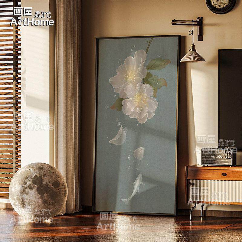 《花漾鱼游》现代中古风装饰画客厅入户玄关壁画新中式挂背景墙画,家居饰品,现代装饰画,淘宝优惠券,粉丝福利购,淘宝优惠卷