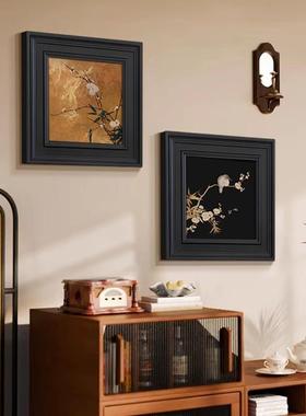 法式中古挂画喜上眉梢入户玄关装饰画南洋中国风卧室床头壁画黑色