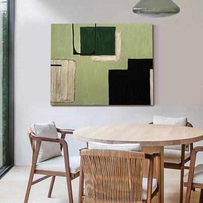 QC.ART手绘油画青川抽象落地侘寂风客厅沙发背景墙画肌理玄关挂画