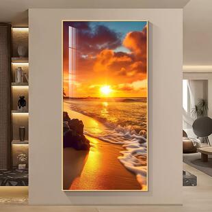 海上日出东方玄关装饰画现代简约风景客厅挂画走廊尽头高级感壁画
