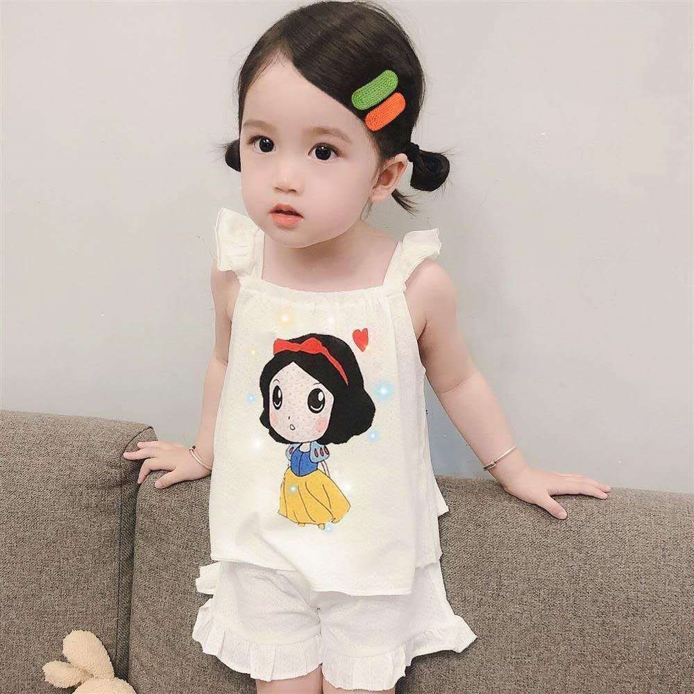 两公主短裤套装睡衣夏装背心宝宝童童件套洋气卡通女.童家居图片