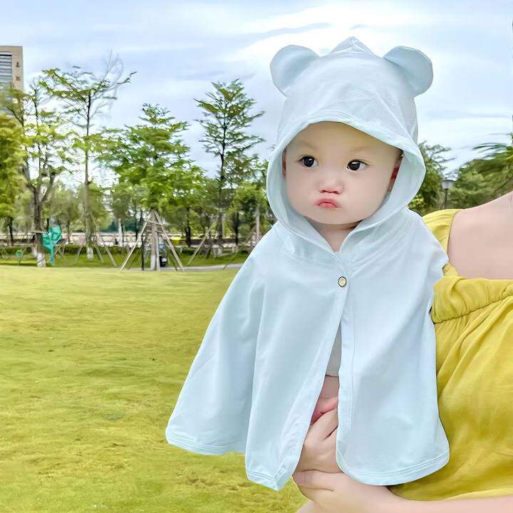 婴儿防晒斗篷夏薄款外穿透气防晒衣超萌可爱新款披风幼儿外套亲子