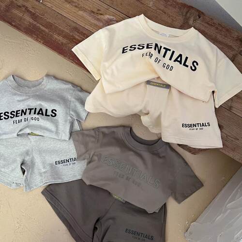 儿童夏季字母印花短袖T恤套装男女童宝宝夏天短袖短裤两件套