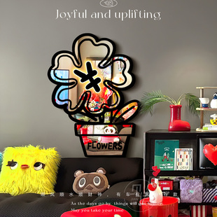 多巴胺有钱花镜子画客厅装饰画桌面摆件装饰品沙发背景墙带灯挂画