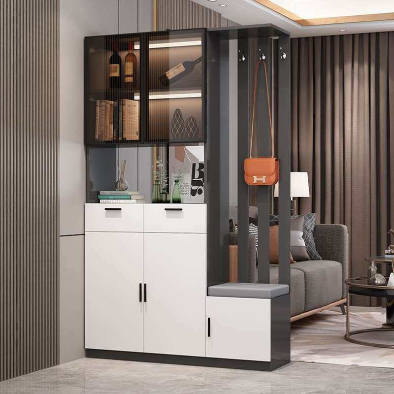 酒柜客厅2021新款进户门正对玄关拐角鞋柜一体双面隔断柜轻奢靠墙