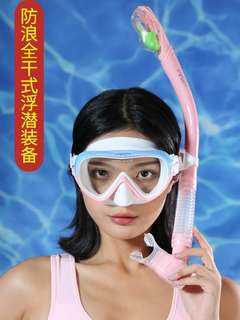 自由浮潜水眼镜带呼吸游泳眼镜一体式面罩防水防雾大人泳镜男女款