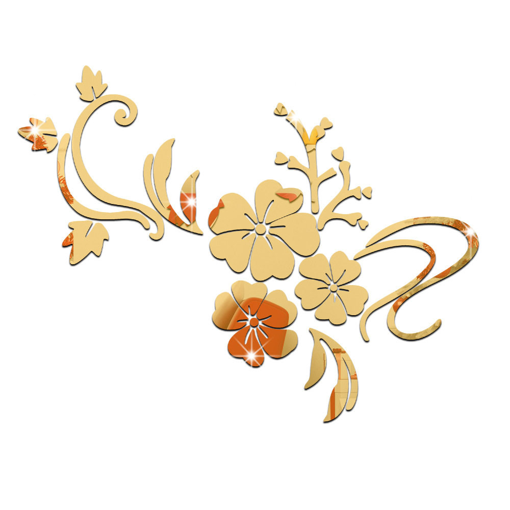 金银红蓝色浪漫花藤亚克力镜面墙贴3D立体床头卧室家居装饰画定制