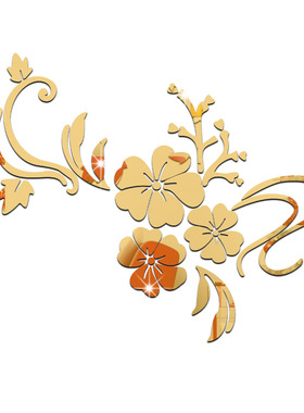 金银红蓝色浪漫花藤亚克力镜面墙贴3D立体床头卧室家居装饰画定制