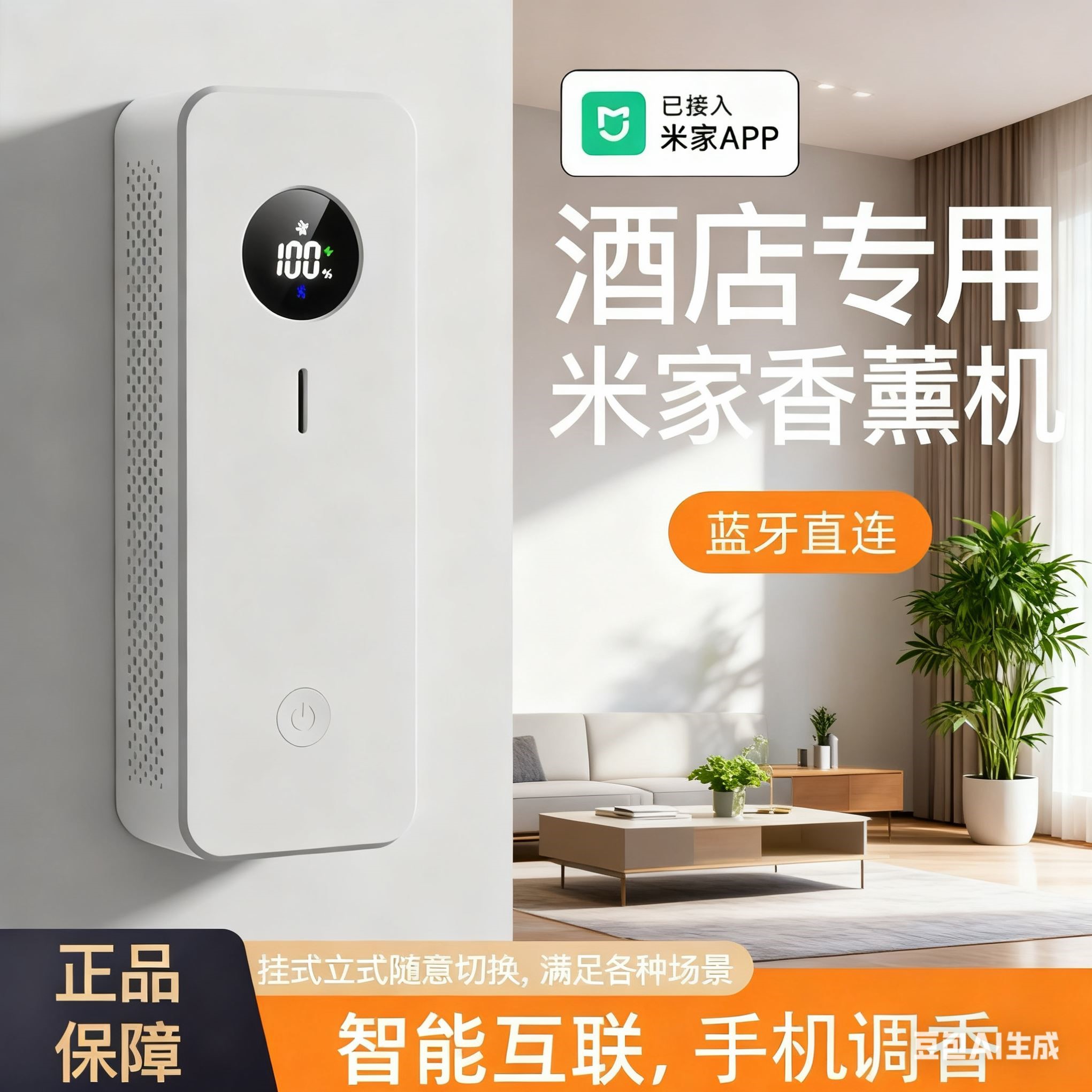 智能香薰机自动持久喷香室内家用适用米家APP厕所壁挂除臭神器