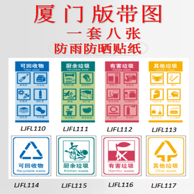 厦门标识贴纸垃圾分类标签墙贴