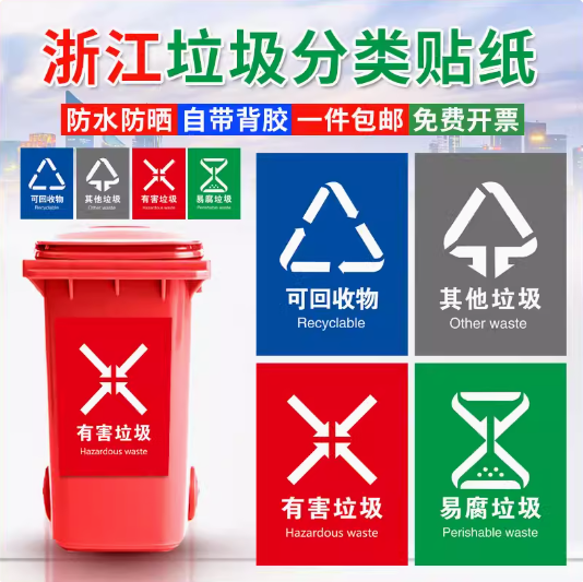 垃圾分类幼儿园海报贴纸可回收