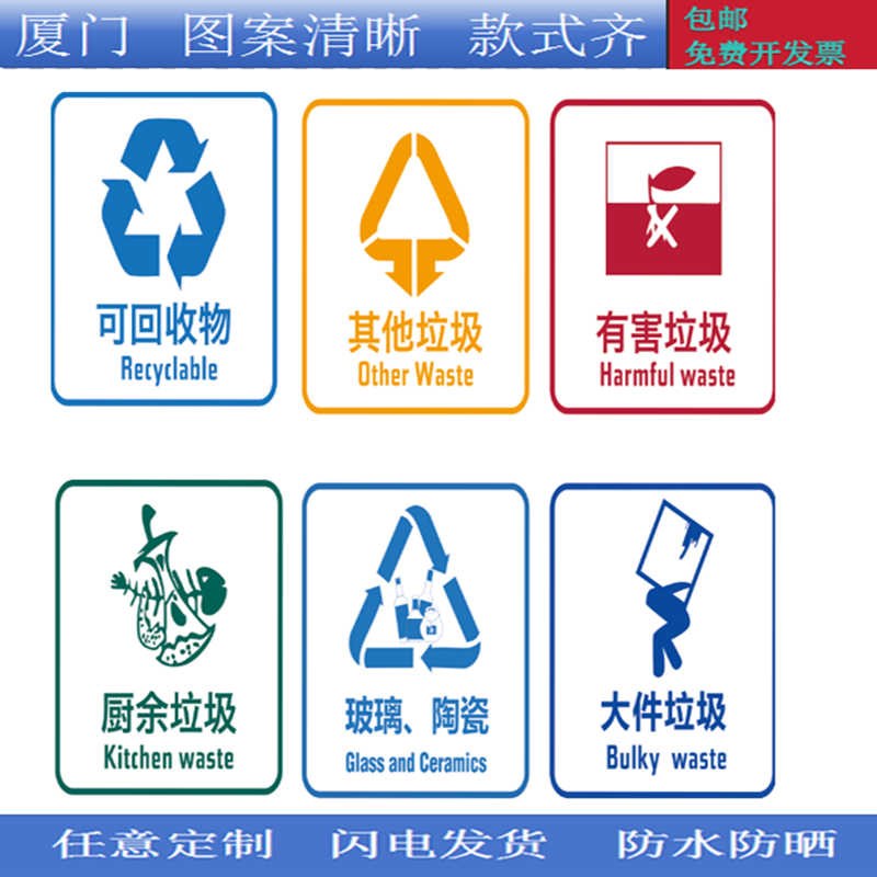 海报墙贴垃圾分类纸学校幼儿园