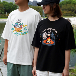 沃玛warmaT恤卡通宽松oversize凉爽舒适沃不菜棉花糖学生男女同款